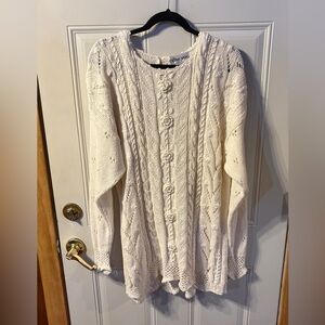 Celina Yang Cream Sweater Button & Cutout in Back Size XLarge